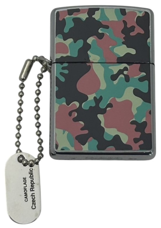 【ZIPPO】ジッポー：2001年製 新品 未使用 迷彩ドッグタグ付き-1